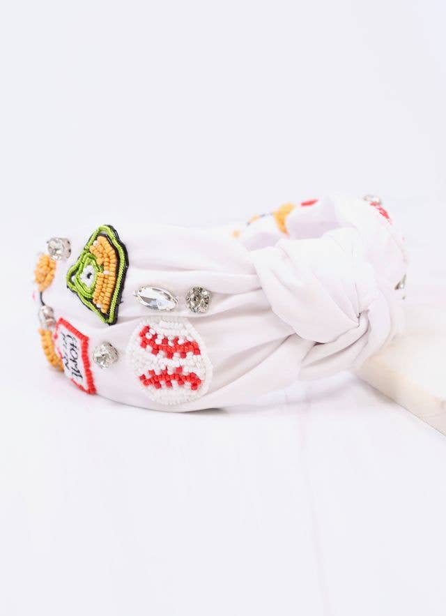 Home Run Baseball Headband (white)
