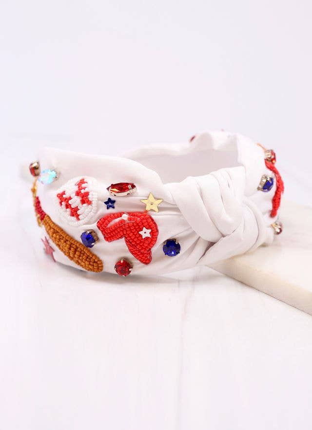 All Star Baseball Headband (white)