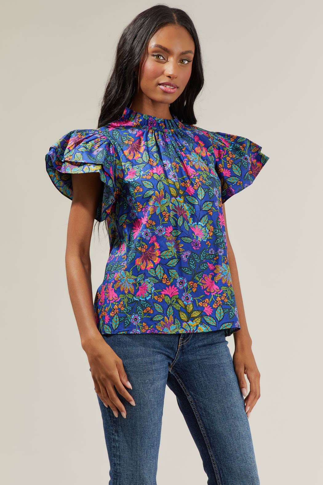 Karol Floral Ruffle Top