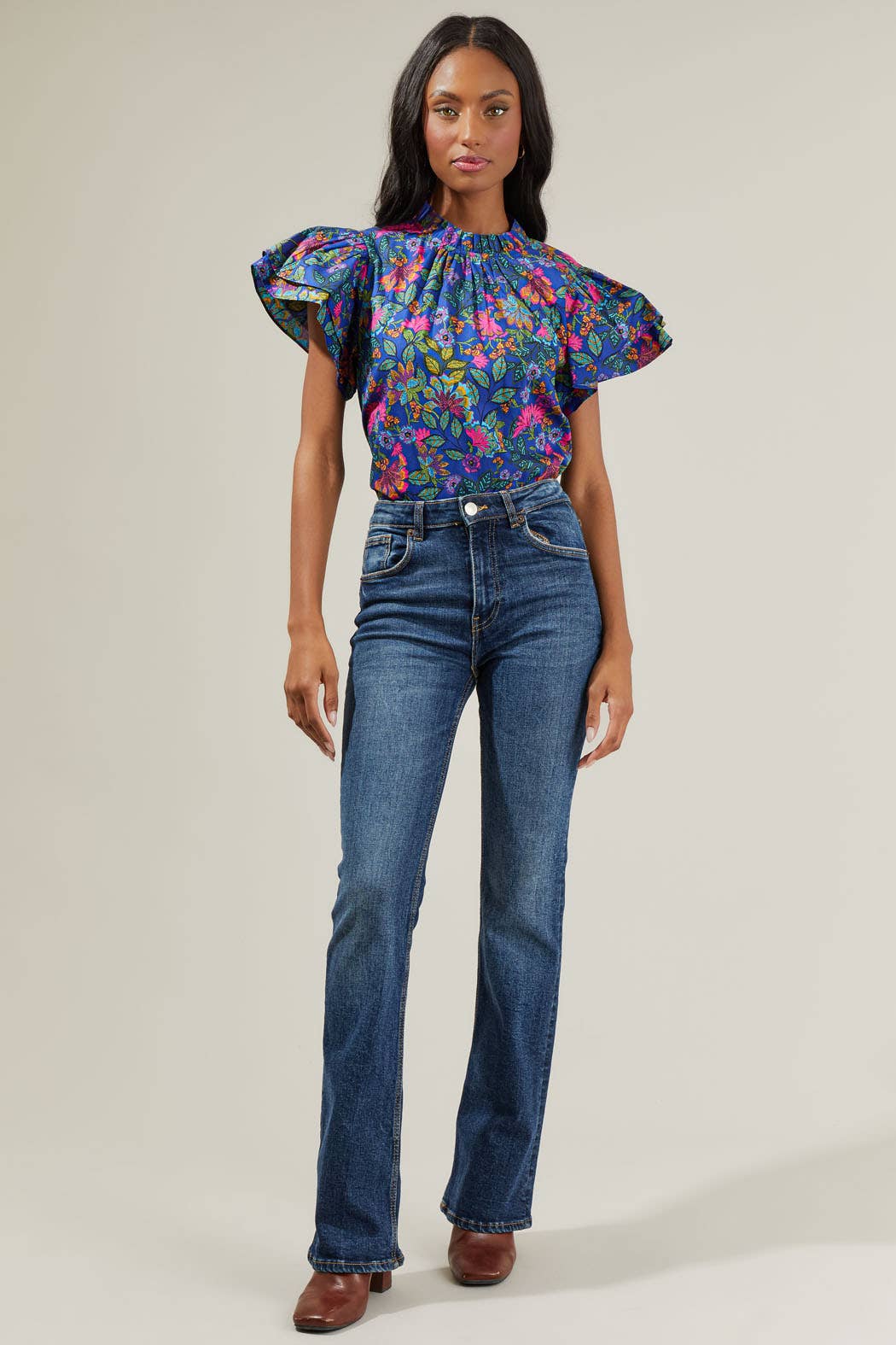 Karol Floral Ruffle Top