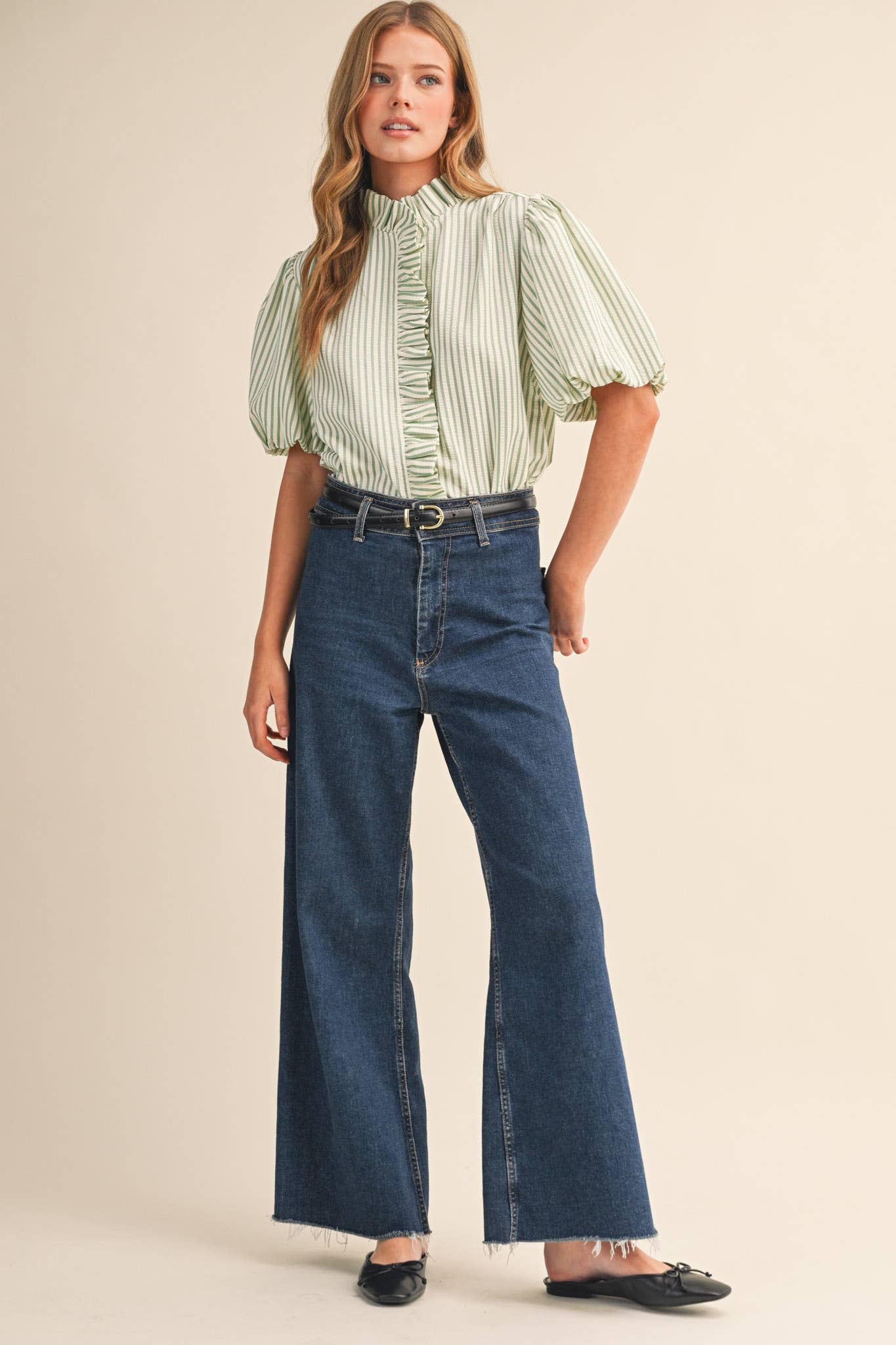 Hadley Ruffle Top in Seafoam
