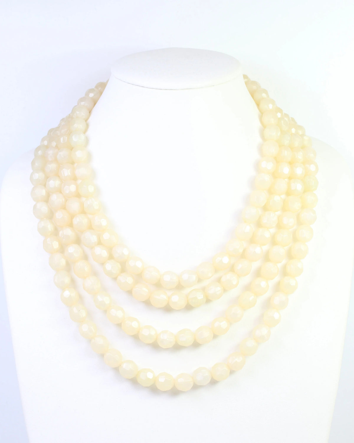 Mariam Beaded Layered Buckle Necklace Ivory