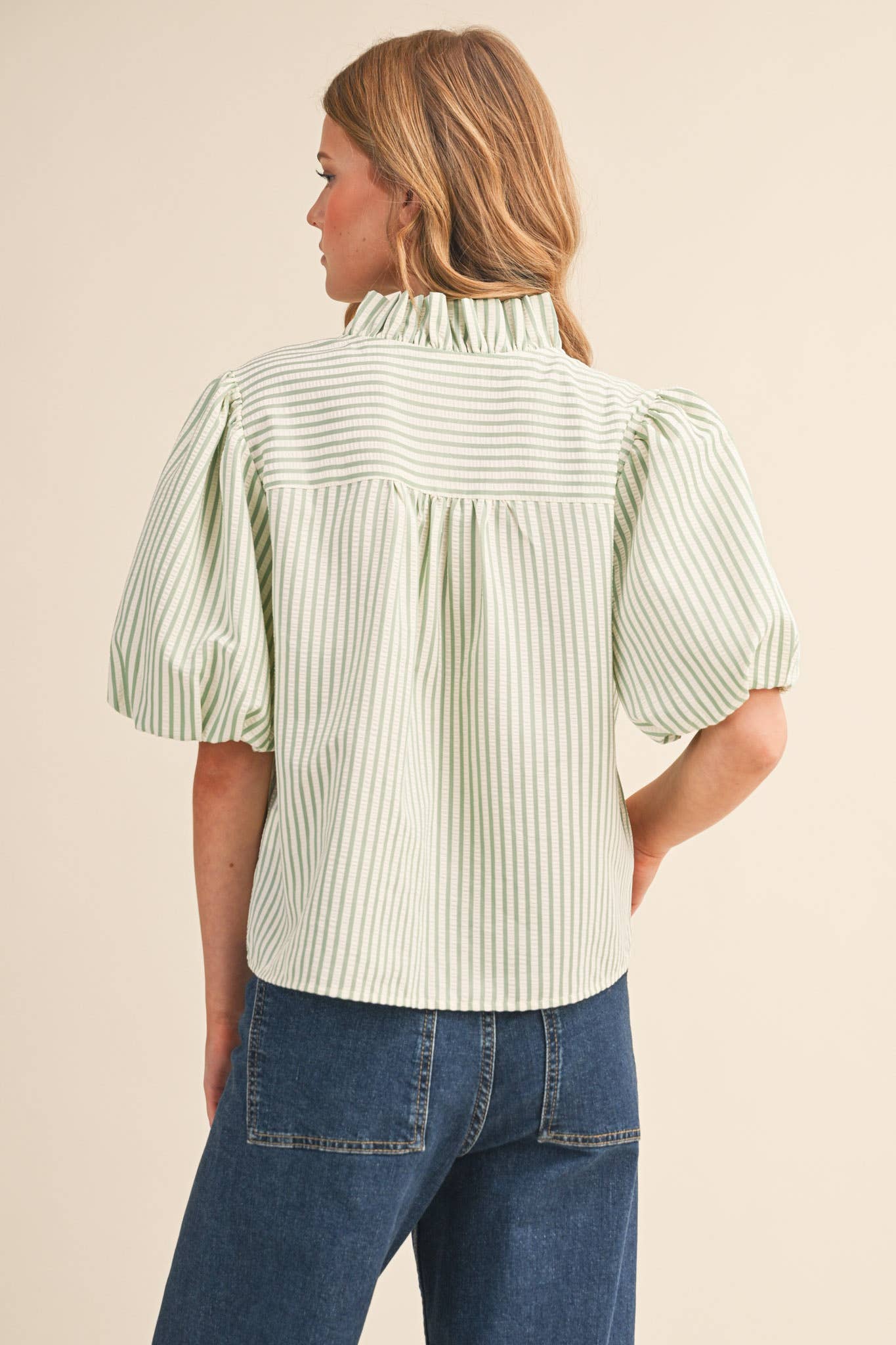 Hadley Ruffle Top in Seafoam