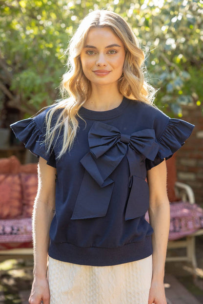 Navy Bow Top