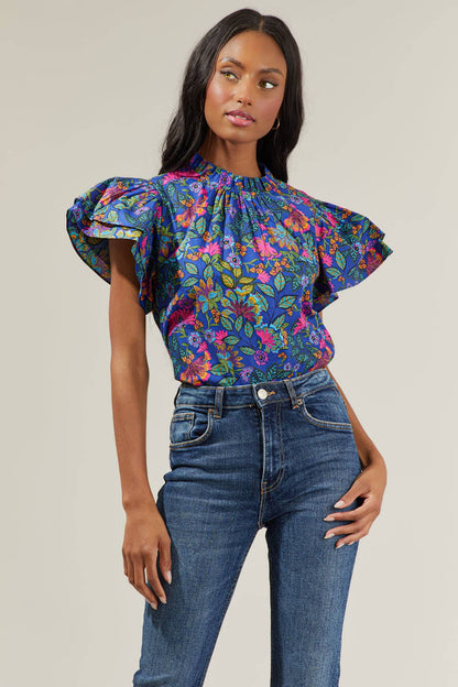 Karol Floral Ruffle Top