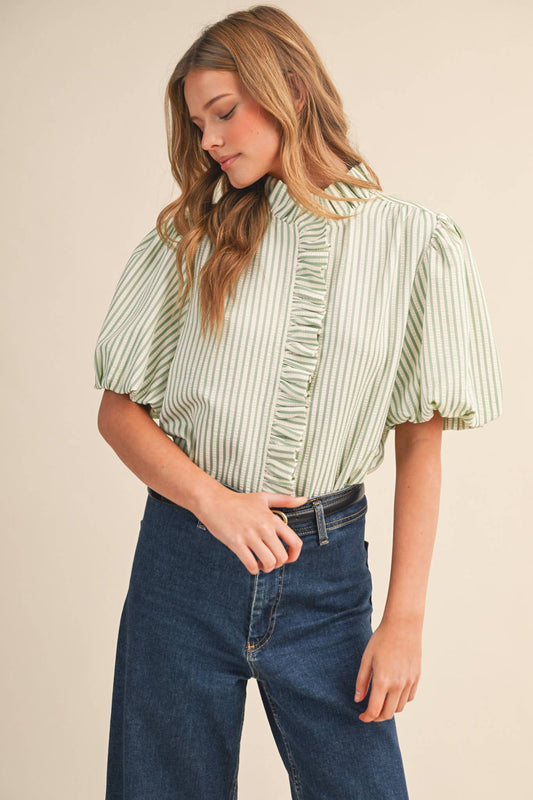Hadley Ruffle Top in Seafoam