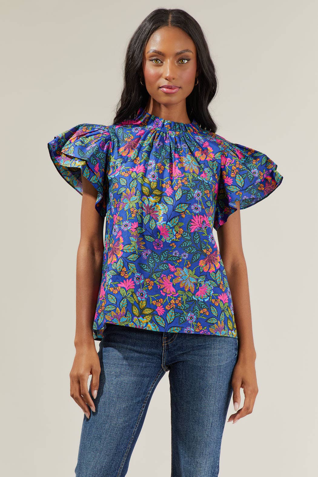 Karol Floral Ruffle Top