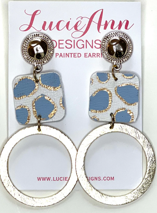 Ice Blue Leopard Round Hoops
